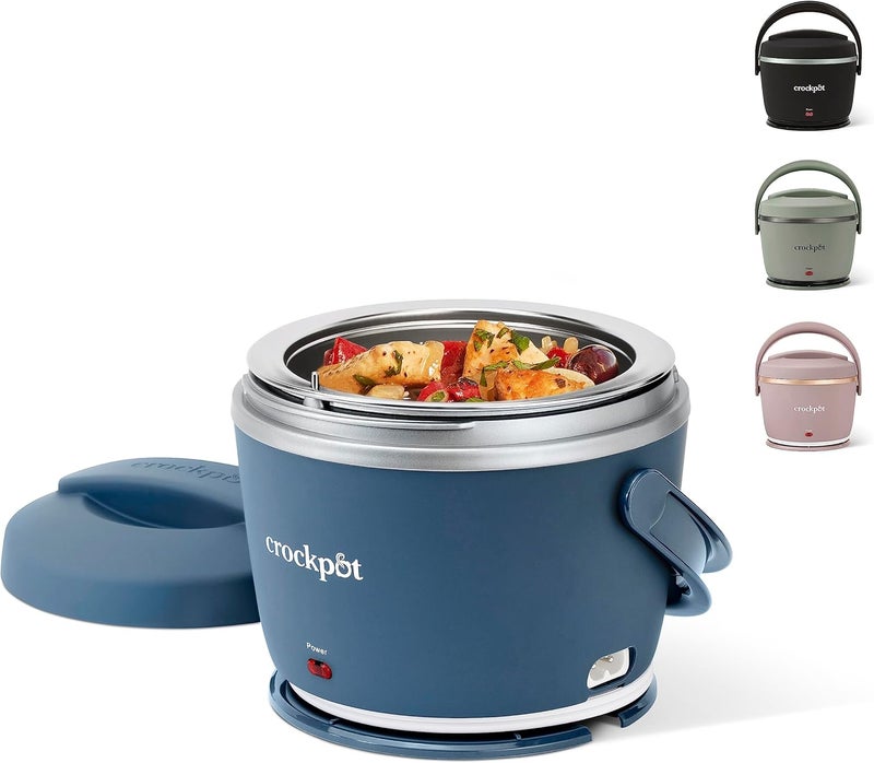 Crock-Pot 20-Ounce Electric Lunch Box, Portable Food Warmer, Faded Blue, Perfect for Travel, Car, On-the-Go, Keeps Food Warm, Spill-Free, Dishwasher-Safe, Ideal Gift for Men and Women - Image 1